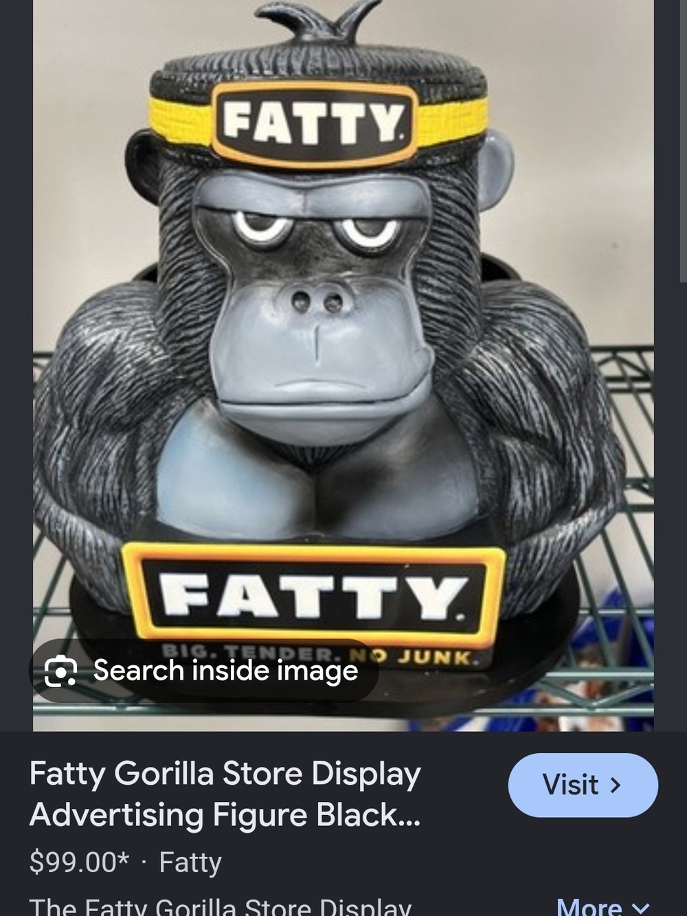 Fatty Gorilla Store Display Advertising Figure Black & Gray